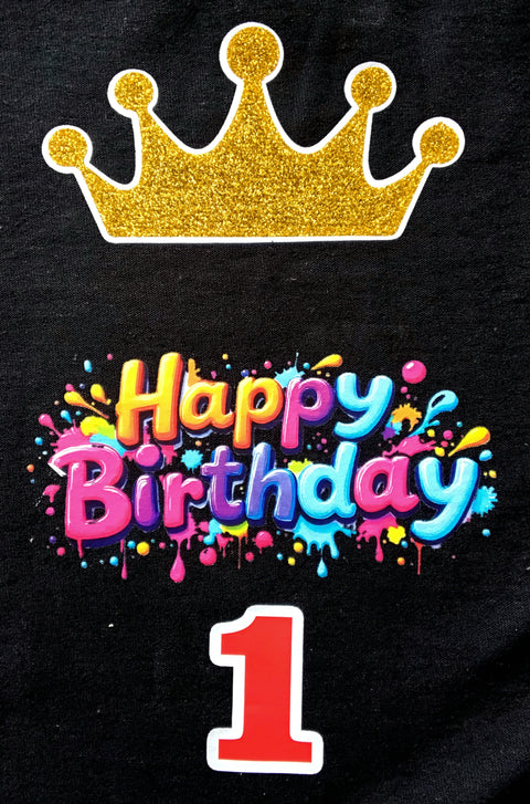 Pre-Cut Glitter Crown Heat Transfer – Ready to Press HTV Crown for Birthday Shirts