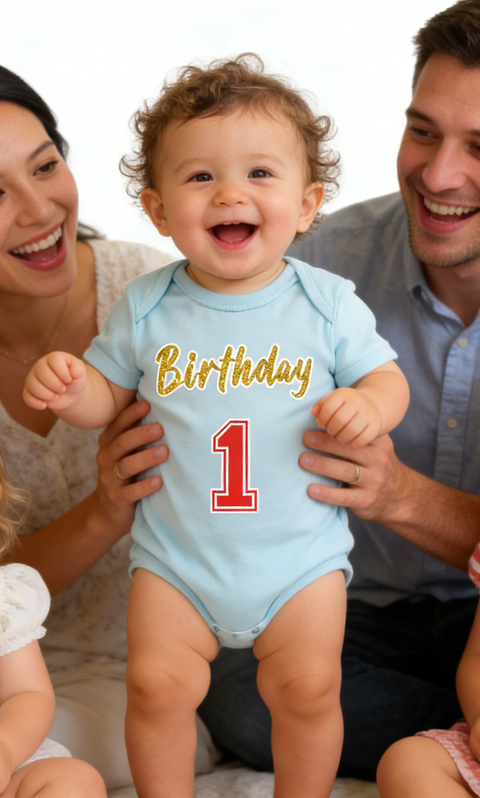 Pre-Cut Birthday Script Iron-On | Glitter Heat Transfer Words for Birthday Shirts
