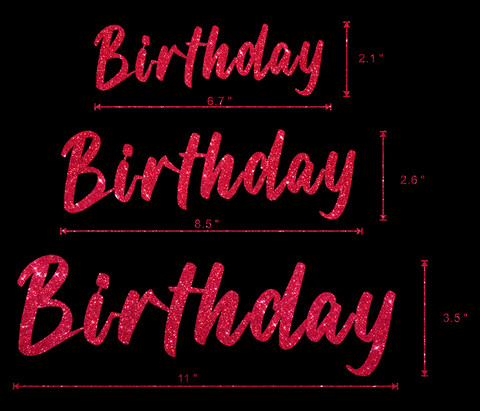Pre-Cut Birthday Script Iron-On | Glitter Heat Transfer Words for Birthday Shirts