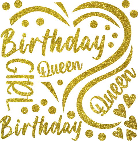 Birthday Girl & Birthday Queen Glitter HTV Transfers – Ready-to-Press Vinyl Pack with Crown, Stars & Hearts for Shirt Businesses