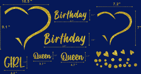 Pre-Cut Birthday Girl & Birthday Queen Glitter HTV Transfers – Ready-to-Press Vinyl Pack with Crown, Stars & Hearts for Shirt Businesses