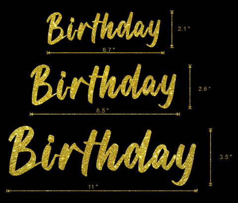 Pre-Cut Birthday Script Iron-On | Glitter Heat Transfer Words for Birthday Shirts