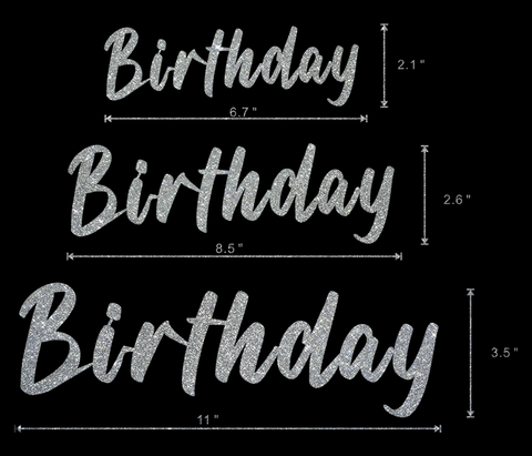 Pre-Cut Birthday Script Iron-On | Glitter Heat Transfer Words for Birthday Shirts