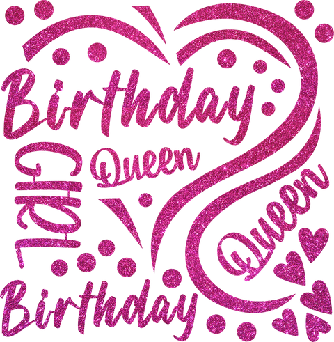 Birthday Girl & Birthday Queen Glitter HTV Transfers – Ready-to-Press Vinyl Pack with Crown, Stars & Hearts for Shirt Businesses