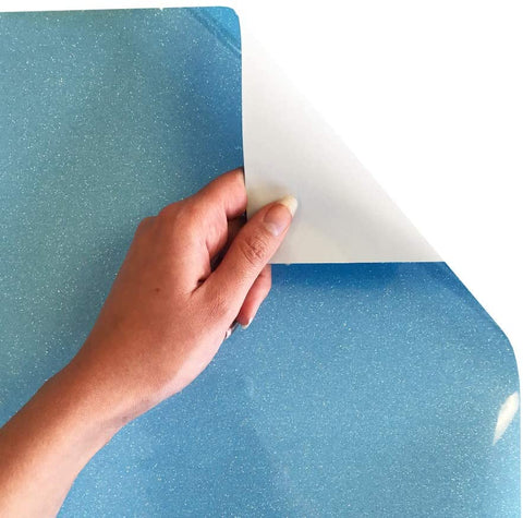 Siser Glitter Heat Transfer Vinyl Iron On HTV Precut Sheets (Neon Blue)