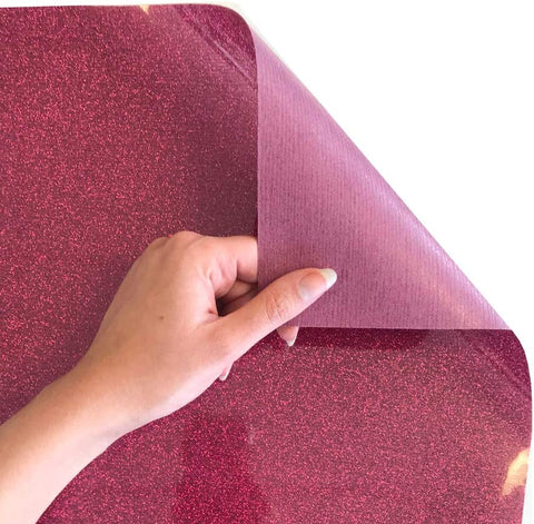 Siser Glitter Heat Transfer Vinyl Iron On HTV Precut Sheets (Cherry)