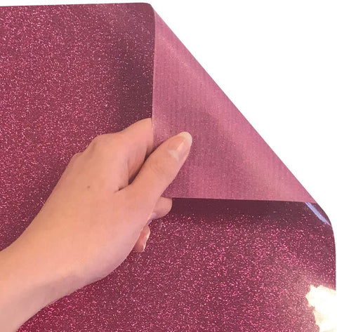 Siser Glitter Heat Transfer Vinyl Iron On HTV Precut Sheets (Hot Pink)