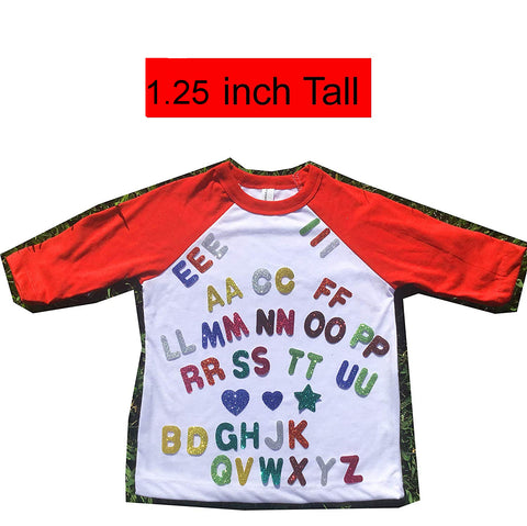 Assorted Colors, 1.25" Tall Glitter Letters,Iron On Heat Transfer Vinyl for Custom Name,Birthday Girl Shirt,Boy Shirt,Birthday tees, Love MOM, DAD, Lets Party,Decoration