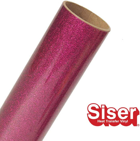 20" ROLL - Siser Glitter HTV Iron on Heat Transfer Vinyl (Hot Pink)