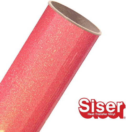 12" ROLL - Siser Glitter HTV Iron on Heat Transfer Vinyl (Rainbow Coral)